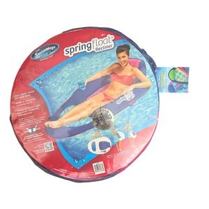 SwimWays Spring Float Recliner Blue Pink Inflatable Pool Lounger Mesh Seat 13068